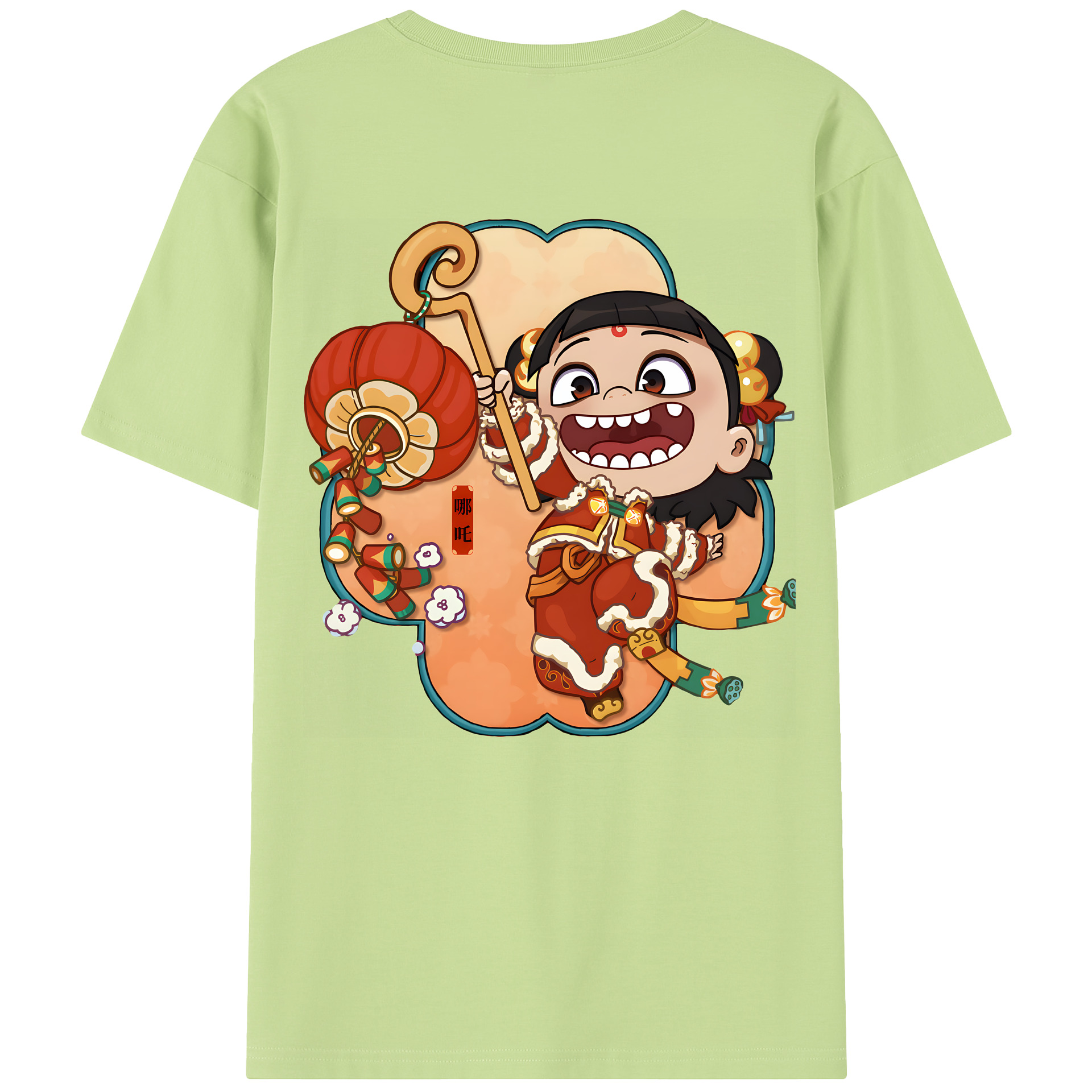 （画像用） Ne Zha 2 ナタ 魔童の大暴れ 綿100％半袖Tシャツ（背面プリント）